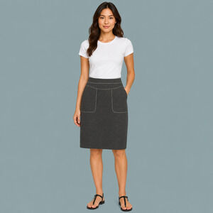 Rebecca Taylor Size 6 Grey Gray Knit Zip Straight Pencil Dress Career Skirt